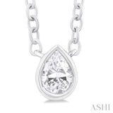 Pear Shape Bezel Set Petite Diamond Fashion Pendant