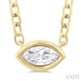 Marquise Shape East-West Bezel Set Petite Diamond Fashion Pendant