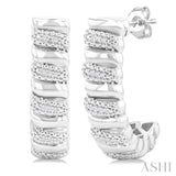 Silver Bold Diamond Half Hoop Earrings