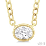 Oval Shape East-West Bezel Set Petite Diamond Fashion Pendant