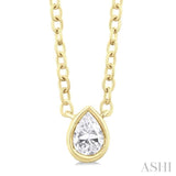 1/6 Ctw Petite Bezel Set Pear Cut Diamond Fashion Pendant With Chain in 10K Yellow Gold