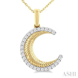 Fluted Crescent Moon Diamond Fashion Pendant