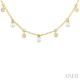 Pearl & Diamond Station Necklace