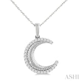 Fluted Crescent Moon Diamond Fashion Pendant