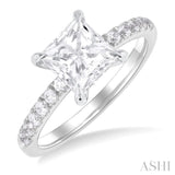 Princess Shape Semi-Mount Diamond Engagement Ring