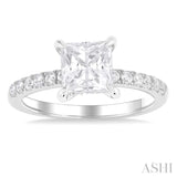 Princess Shape Semi-Mount Diamond Engagement Ring