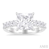 Princess Shape Semi-Mount Diamond Engagement Ring