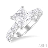 Princess Shape Semi-Mount Diamond Engagement Ring