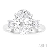 Oval Shape Past Present & Future Semi-Mount Diamond Engagement Ring