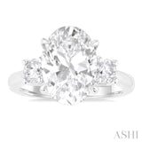 Oval Shape Past Present & Future Semi-Mount Diamond Engagement Ring