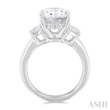 Oval Shape Past Present & Future Semi-Mount Diamond Engagement Ring