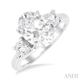 Oval Shape Past Present & Future Semi-Mount Diamond Engagement Ring