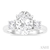 Oval Shape Past Present & Future Semi-Mount Diamond Engagement Ring