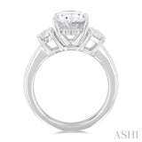 Oval Shape Past Present & Future Semi-Mount Diamond Engagement Ring