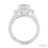 Round Shape Past Present & Future Semi-Mount Diamond Engagement Ring