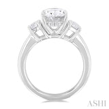 Oval Shape Past Present & Future Semi-Mount Diamond Engagement Ring