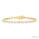 3.00 Ctw East-West Bezel Set Marquise Cut Diamond Tennis Bracelet in 14K Yellow Gold