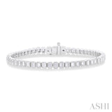 Emerald Shape North-South Bezel Set Diamond Tennis Bracelet