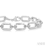 Silver Bold Open Link Diamond Fashion Bracelet