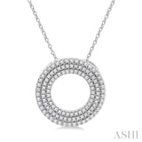 Circle Three Row Diamond Pendant