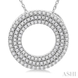 Circle Three Row Diamond Pendant