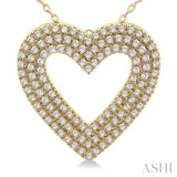 Heart Shape Three Row Diamond Pendant