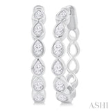 Pear Shape Bezel Set Diamond Fashion Hoop Earrings