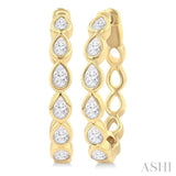 Pear Shape Bezel Set Diamond Fashion Hoop Earrings