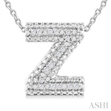 Silver Bubble 'Z' Initial Diamond Pendant