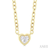 1/6 Ctw Petite Bezel Set Heart Shape Diamond Fashion Pendant With Chain in 10K Yellow Gold