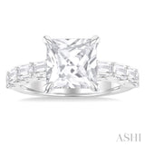 Princess Shape Semi-Mount Diamond Engagement Ring