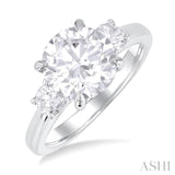 Round Shape Past Present & Future Semi-Mount Diamond Engagement Ring