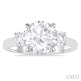 Round Shape Past Present & Future Semi-Mount Diamond Engagement Ring