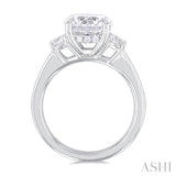 Round Shape Past Present & Future Semi-Mount Diamond Engagement Ring