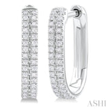 Double Row Diamond Hoop Earrings