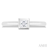 Princess Shape Bezel Set Petite Diamond Fashion Ring