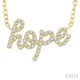 1/6 Ctw 'Hope' Script Round Cut Diamond Necklace in 10K Yellow Gold