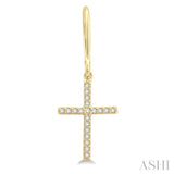 1/6 Ctw Cross Charm Round Cut Diamond Fashion Earrings in 10K Yellow Gold