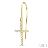 1/6 Ctw Cross Charm Round Cut Diamond Fashion Earrings in 10K Yellow Gold