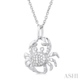 1/6 ctw Petite Crab Round Cut Diamond Fashion Pendant With Chain in 10K White Gold