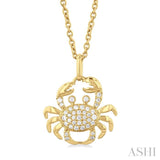 1/6 ctw Petite Crab Round Cut Diamond Fashion Pendant With Chain in 10K Yellow Gold