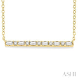 1/6 Ctw Baguette and Round Cut Diamond Petite Bar Necklace in 10K Yellow Gold