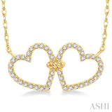 1/4 Ctw Coupled Twin Heart Round Cut Diamond Necklace in 10K Yellow Gold