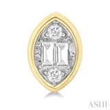 1/5 Ctw Petite Bezel Set Marquise Shape Fusion Baguette and Round Cut Diamond Fashion Stud Earring in 10K Yellow Gold