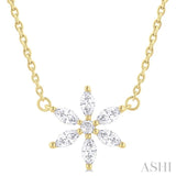 1/3 Ctw Floral Motif Marquise and Round Cut Diamond Fashion Pendant With Chain in 14K Yellow Gold