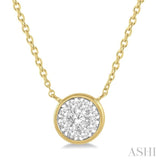 1/3 Ctw Round Shape Lovebright Diamond Necklace in 14K Yellow and White Gold