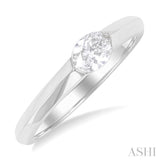 1/3 ctw East-West Set Oval Cut Diamond Solitaire Fashion Ring in 14K White Gold