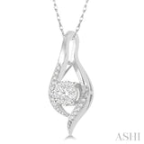 1/5 Ctw Curved Lovebright Round Cut Diamond Pendant in 14K White Gold with chain