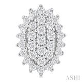 1/5 Ctw Petite Oval Shape Round Cut Diamond Cluster Fashion Stud Earring in 10K White Gold