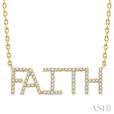 1/5 Ctw 'Faith' Block Round Cut Diamond Necklace in 10K Yellow Gold